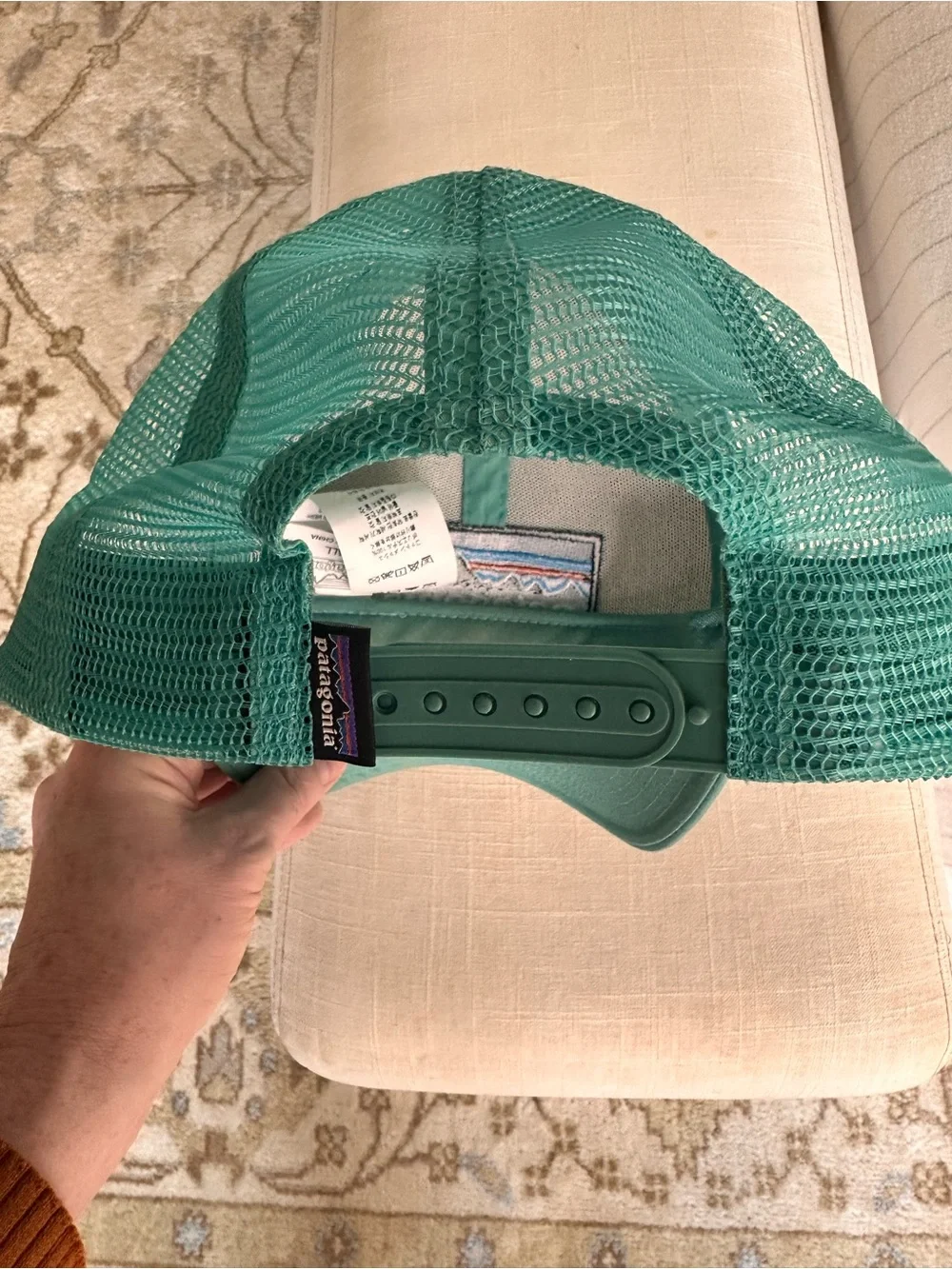 Patagonia Teal and White Mesh Trucker Hat - Picture 5 of 5